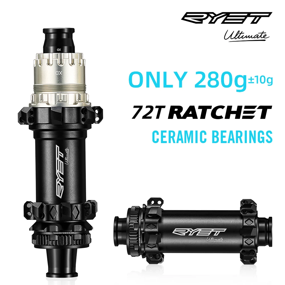 New RYET MTB Hubs Super Light 280g 72T Rachet Hub Ceramic Bearing Mountain Bike Disc Brake Bicycle Hubsets Cycling Accessories