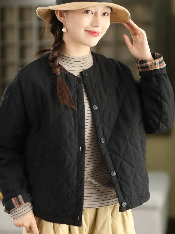 Retro Thi Waed puro algodón abajo Jaet ropa de abrigo cálida patrón de identificación ropa de algodón abrigo de invierno Faion para mujer