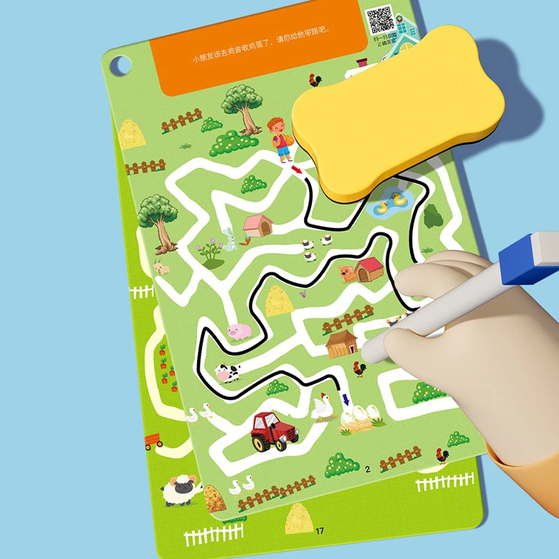 Quaderno di esercizi di tracciamento per l'addestramento al controllo della penna Carte magiche Montessori Quaderno di pratica riutilizzabile per bambini Libro educativo 64 pagine