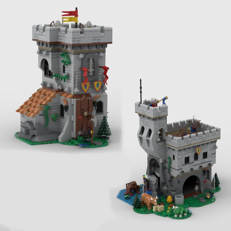 MOC Medieval Modular Guard Tower Outpost Castle Building DIY Children's Christmas Toy Birthday Gift Decoration