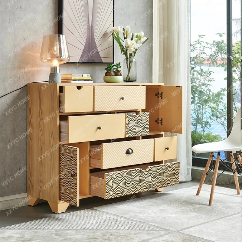 

Шкаф «Семь сундук» Шкаф для хранения ящиков из массива дерева Шкаф для гостиной на крыльце Шкафчик