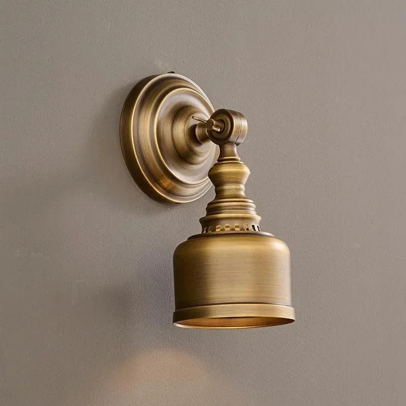 

European Style Wall Light Ceramic Old Copper Brass E27 Bulb Home Art Deco Hotel Living Room Bedroom Restaurant Lighting