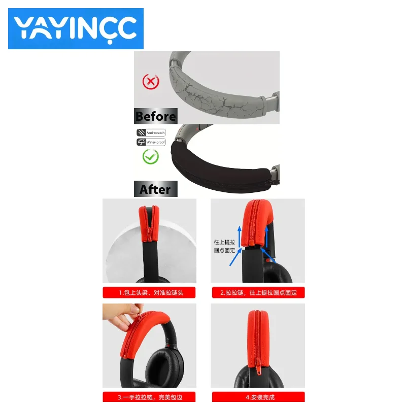 YAYINCC Replacement Sponge Soft Foam Cushion Ear Pads With plastic buckle for SONY WH-XB910N Gaming Headset Repairing Parts