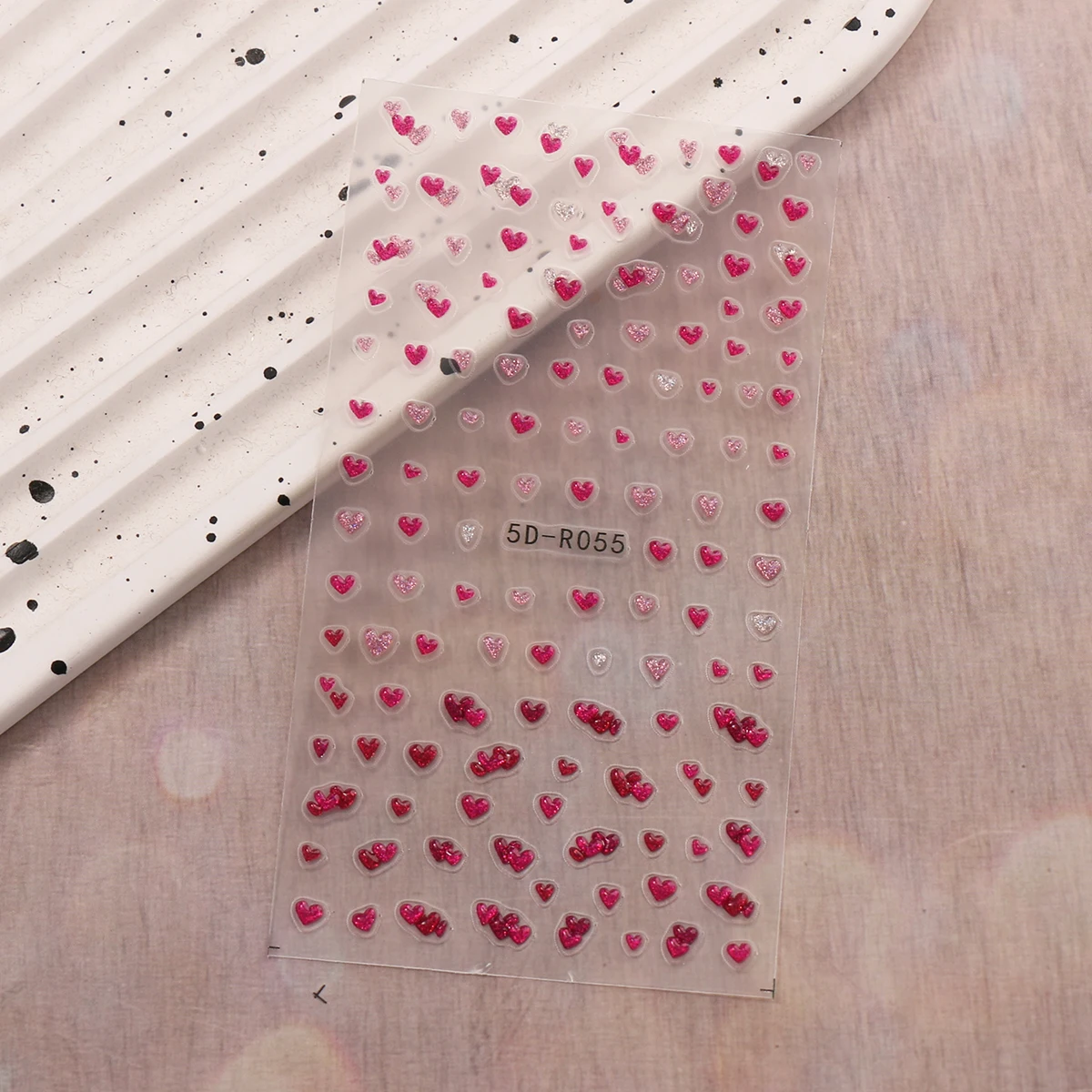 2 adesivi per nail art con cuore d'amore glitterato in rilievo per San Valentino, decorazione per unghie facile da applicare, fai da te, regali, festa di nozze
