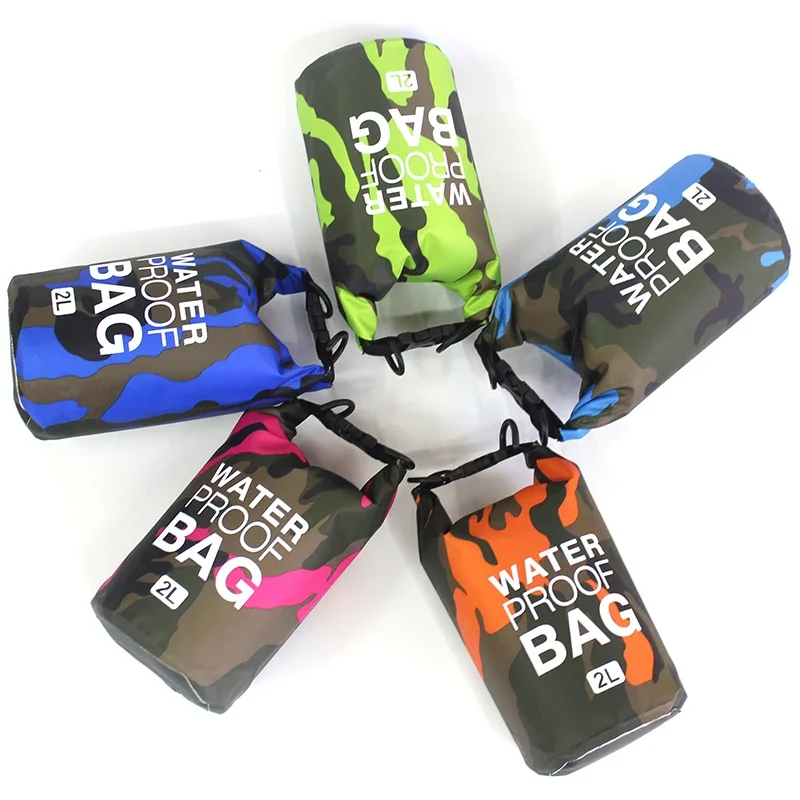 Camouflage Rafting Waterproof Shoulder Bucket Bag Men Women Seal Portable Swimming Hiking Polyester Lightweight Fold Backpack