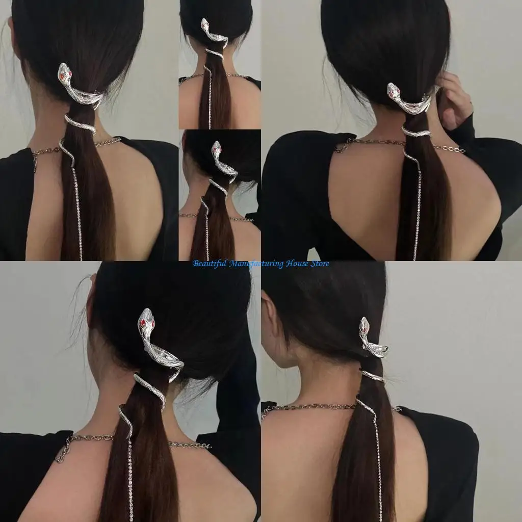

E56A Snake Hair Chain Ponytail Claw Clip Wavy Hair Chains For Women Winding Ponytail Braid Headdress Hair Rope For Braids