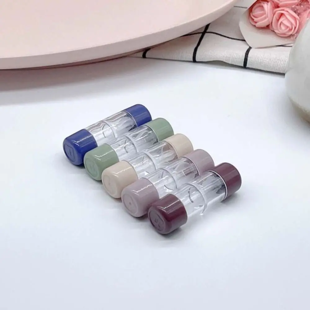 Plastics Contact Lens Case New Solid Color Cylindrical Contact Lens Container RGP Eye Care Lenses Box
