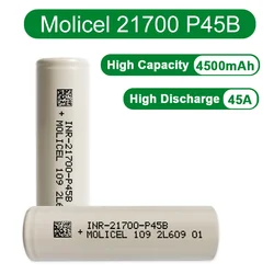 Original Rechargeable 21700 Lithium Battery Molicel P45B INR 21700 4500mAh Batteries Strong Power Cell PK Molicel P42A For Drone