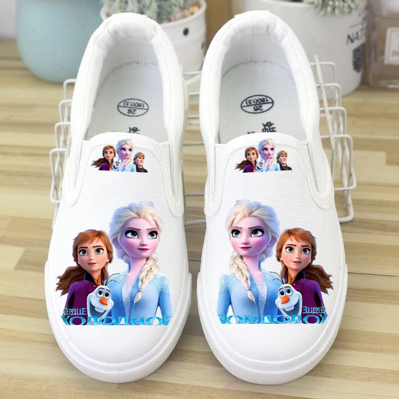 Disney children\'s shoes canvas girls frozen elsa sneakers spring summer low top sneakers board single casual shoes