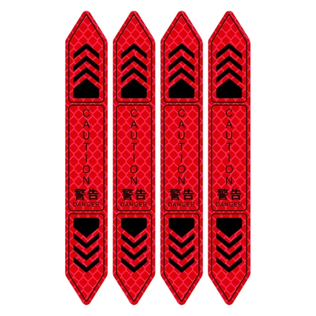 4 STUKS Reflecterende Autodeur Sticker Veiligheid Opening Waarschuwing Reflector Tape Decal Auto Accessoires Exterieur Interieur Reflector Sticker