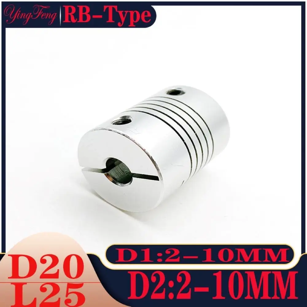 

RB D20 L25 Coupling 2-3-4-5-6-6.35-8-10mm stepper motor shaft coupler Flexible Jaw Spider Plum Shaft Coupler