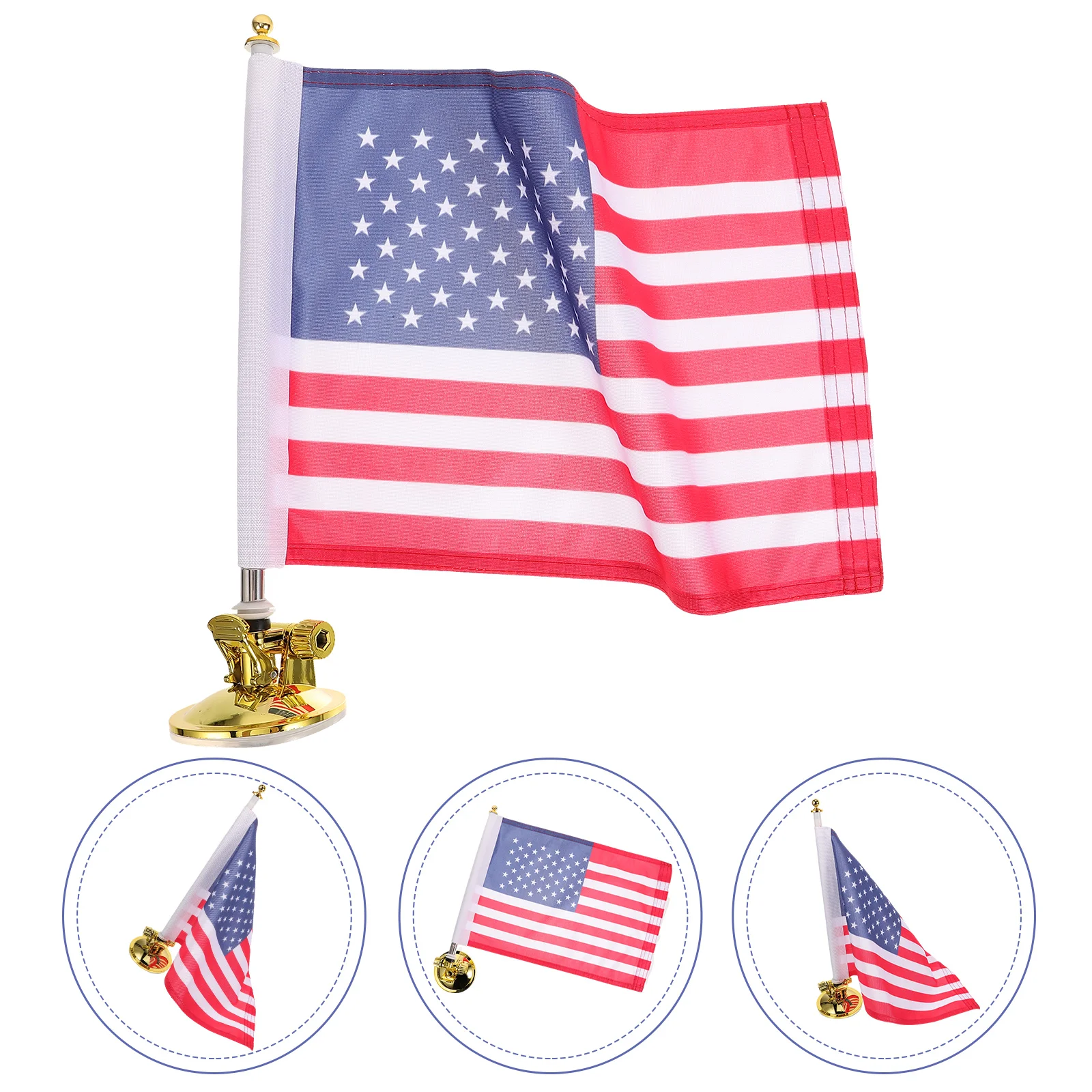 

American Flag Poles Vehicle-mounted Flagpole Golden Stainless Steel Telescopic Sign Holder Car Base Rack Holders