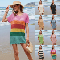 Wholesale New Arrival Casual Beach Cover up Custom logo Knitted Hollow Suit Wholesale Bikini Outerwear Factory Directly