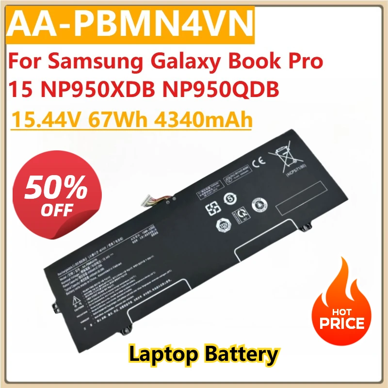 

Сменный аккумулятор для ноутбука AA-PBMN4VN 15,44 В 67 Втч 4340 мАч для Samsung Galaxy Book Pro 15 NP950XDB NP950QDB