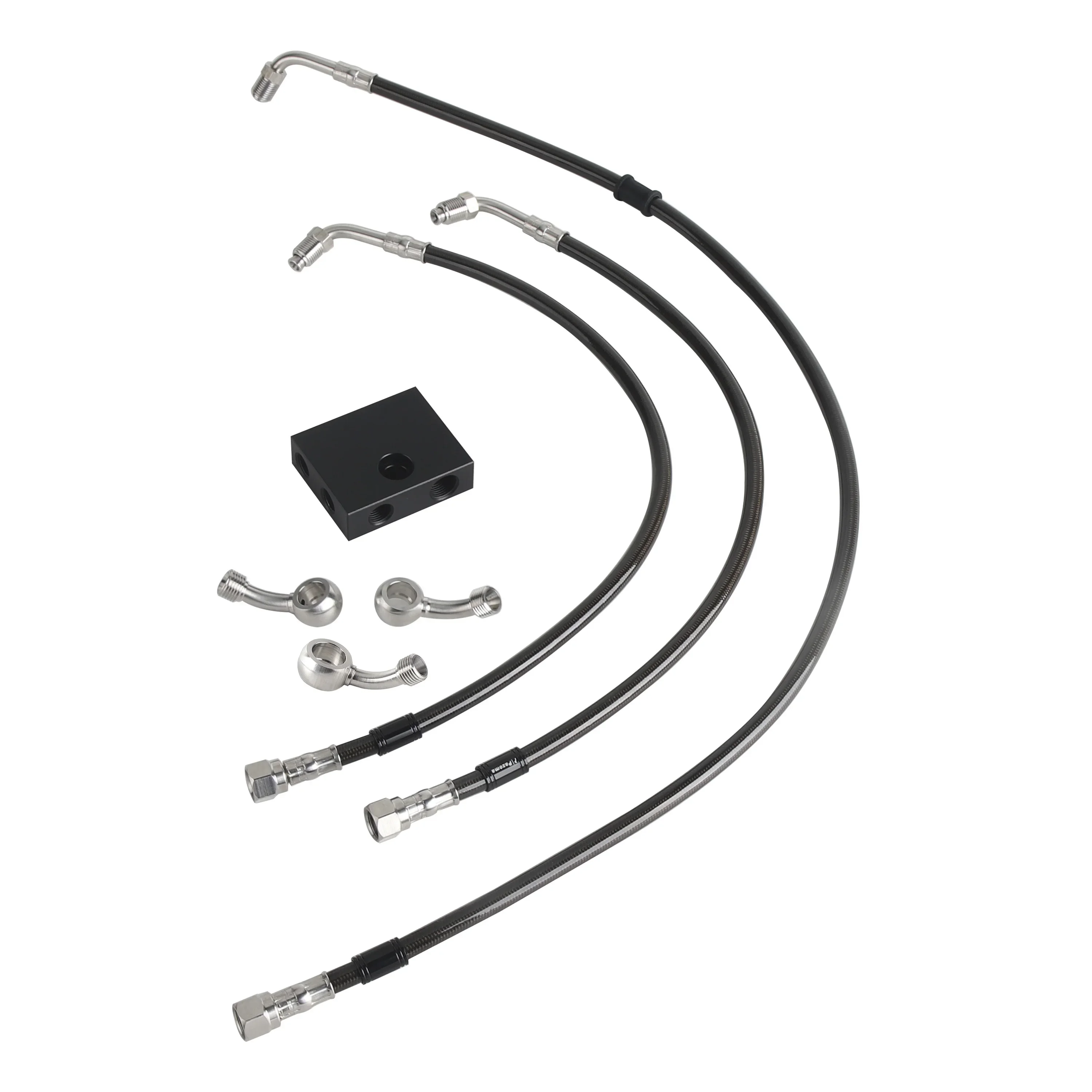 70CM Length Reinforced Stainless Steel Braided Complete Brake Line Kit for Harley Softail ABS Models 2018-2024