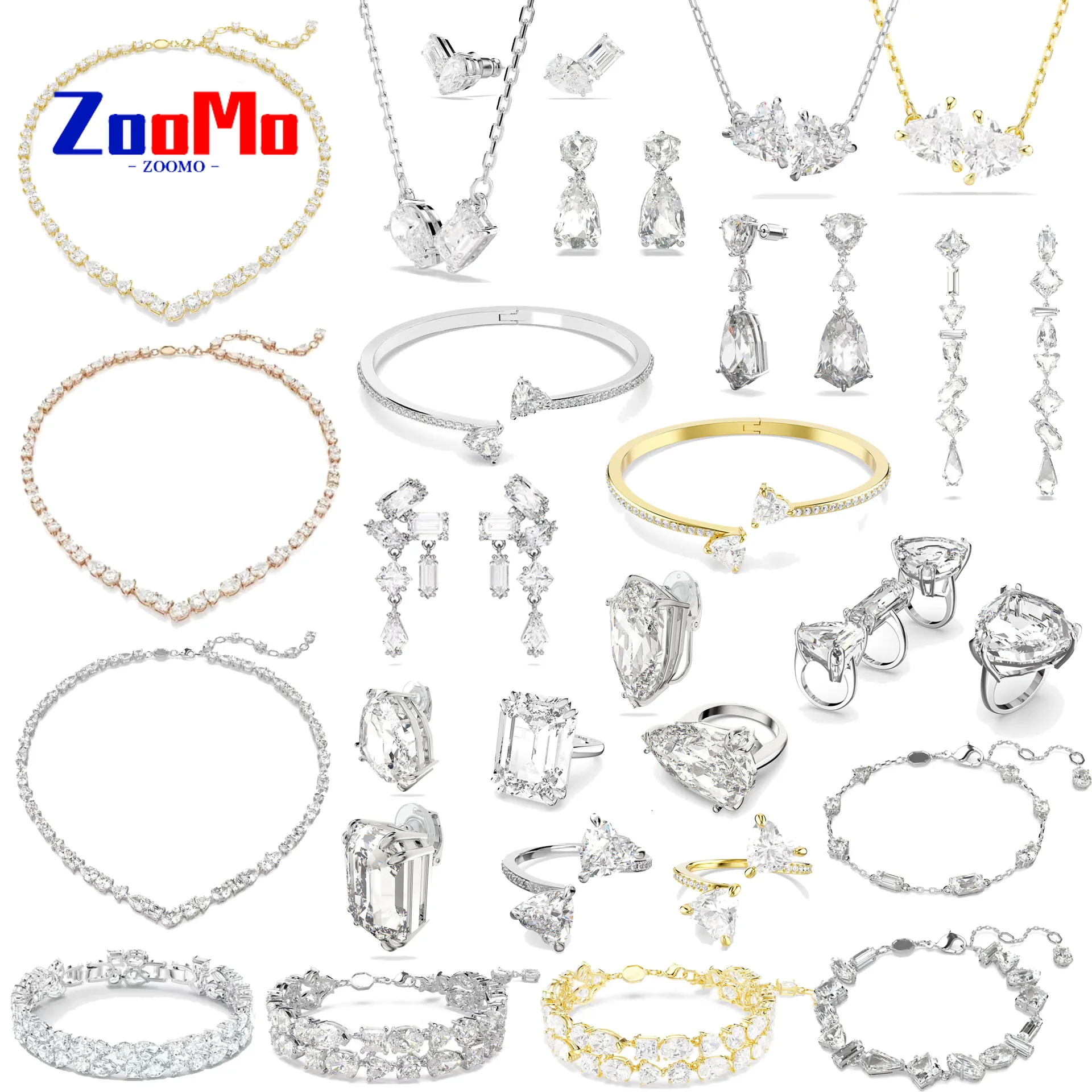 

Original Geometric Charms Teardrop Jewelry Necklace Fine Jewelry Set Women Water Drop Bracelet Earrings Ring Romantic Gift