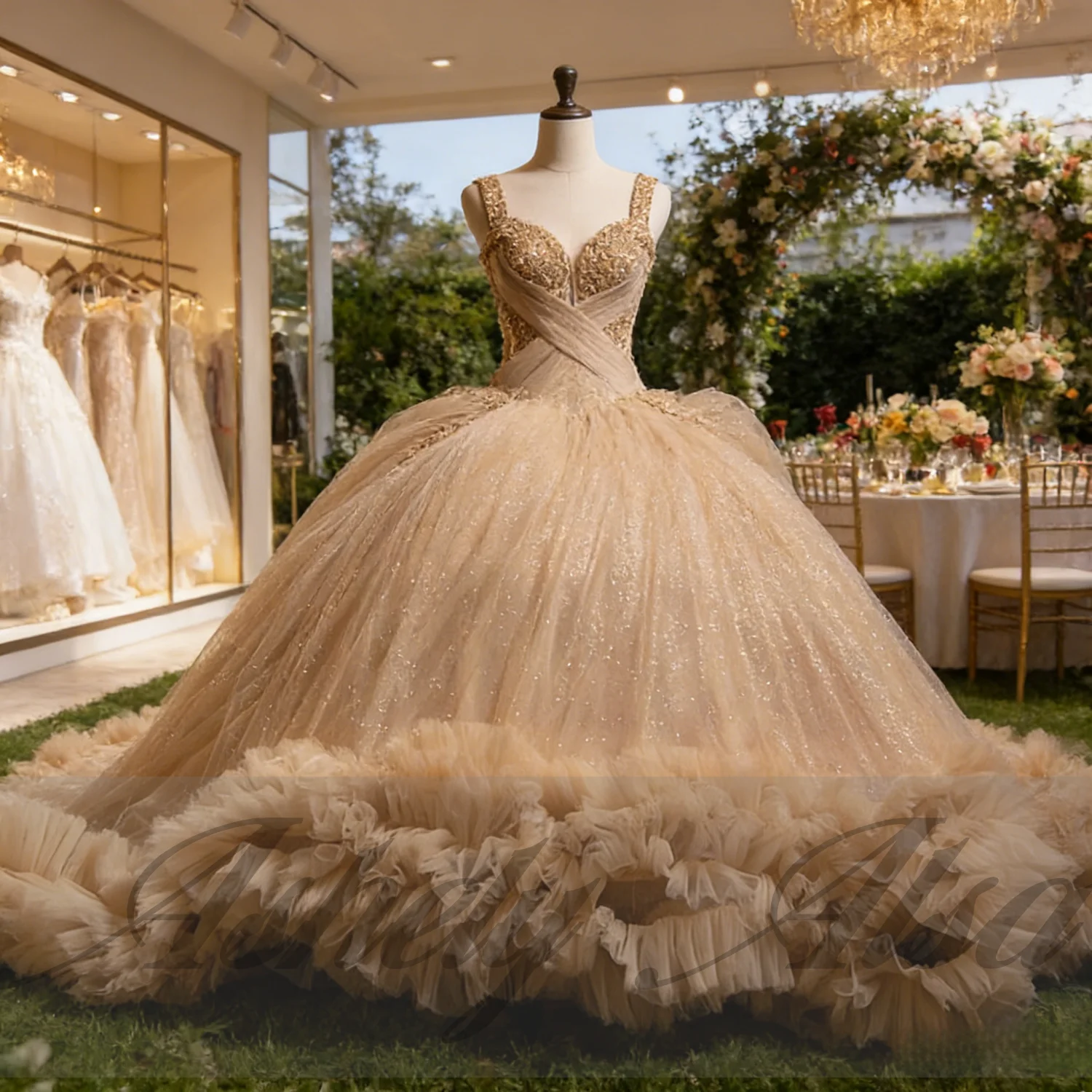 

Luxury Mexico Women Birthday Party Dresses Cap Sleeve Lace Applique Ruffle Ball Gown Vestido De xv Quinceanera Prom 15Customized