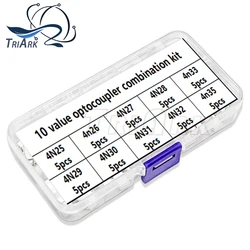 50PCS/Set Integrated Circuit DIP Optocoupler KIT 4N25 4n26 4N27 4N28 4N33 4N29 4N30 4N31 4N32 4n35 IC Combination kit box