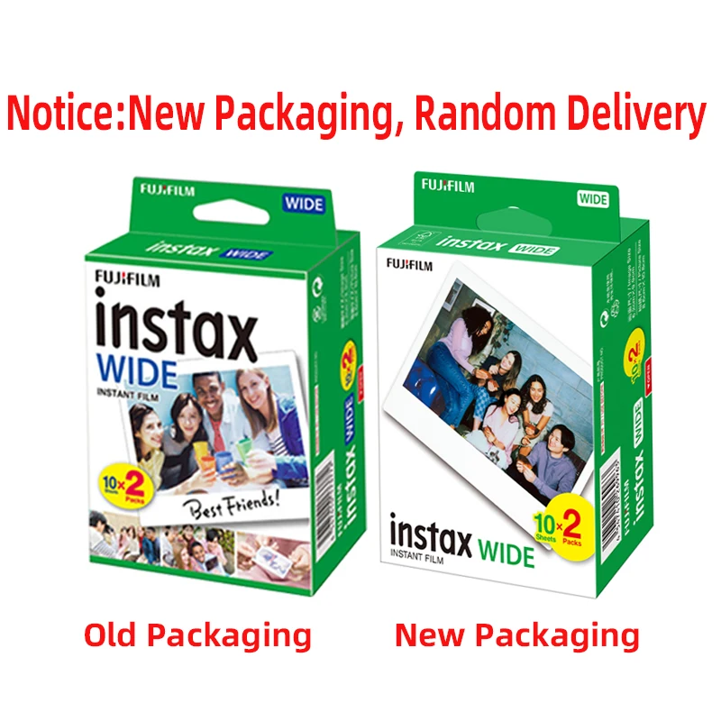 Imagem -03 - Folhas Fujifilm Fujiinstax Instantânea Polegada Wide Filme Branco para Câmera Instantânea Fuji 300 200 210 100 500af Papel Fotográfico Novo 20 40 60