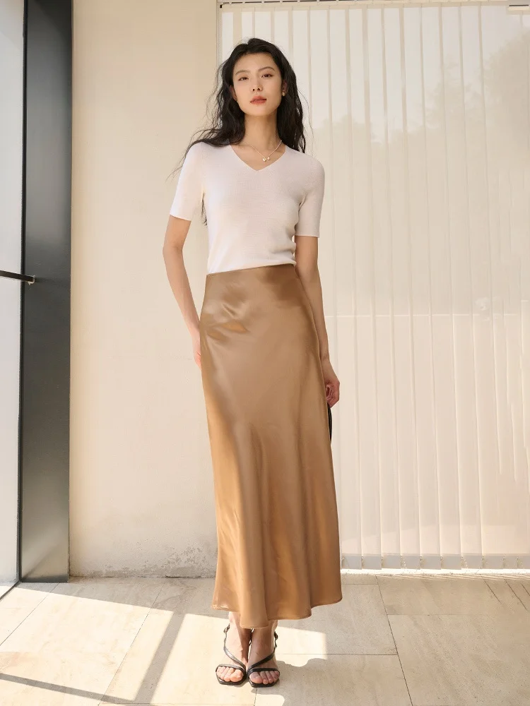 

Elegant Satin Halter Neck Long Skirt High Waist Fish Tail Design Summer New Style Commute Philosophy Vinegar Acid Test