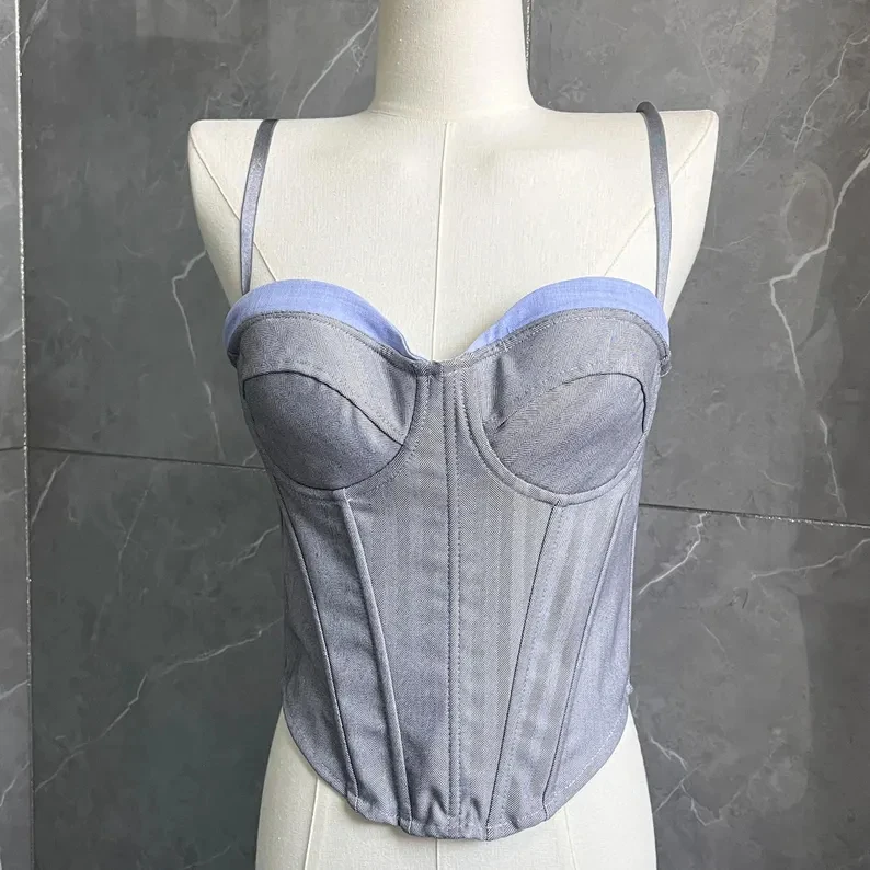 

Splicing contrast color hot girl style bra top Y2K Gothic waist tube top camisole top fashionable and versatile