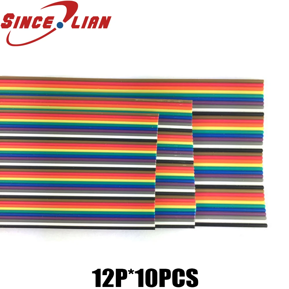 Rainbow Ribbon Cable Premium Standard 28AWG Pitch 12/14/16/ 20/26/30/34/40 Pins Flat Wires Colorful Rainbow Ribbon Cable