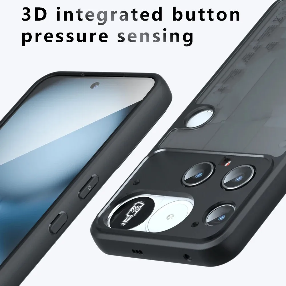 Matowe, półprzezroczyste etui na Nothing Phone 3 (3) odporne na wstrząsy, miękkie w dotyku, twarda obudowa tylna z ramką, fundas