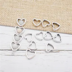 16PCS Alloy Heart Circle Frame Beads Spacer Connectors Charms Antique Silver Color Bracelet Jewelry Making Accessory