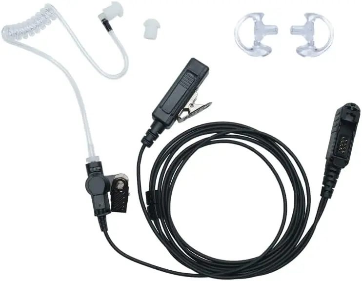 XPR 3500e Earpiece 2 Wire Covert Acoustic Tube Surveillance Kit Headset with Two Pair Medium Earmolds for Motorola R5 XPR3500 XP