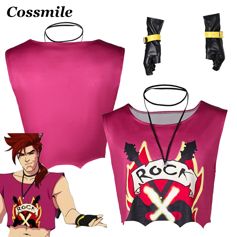 Gambit Cosplay Costume Movie X 97 Vest Super Villain Disguise Necklace Gloves Clothing Adult Men Halloween Carnival Party Suits