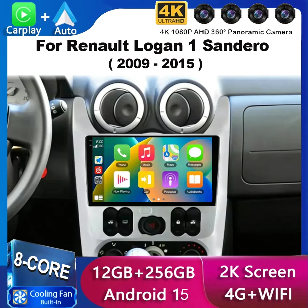 Radio para Auto Android 15 para Renault Logan 1 Sandero 2009 - 2015, para Lada Largus 2012 - 2020, para Dacia Duster 2010 - 2017 RDS