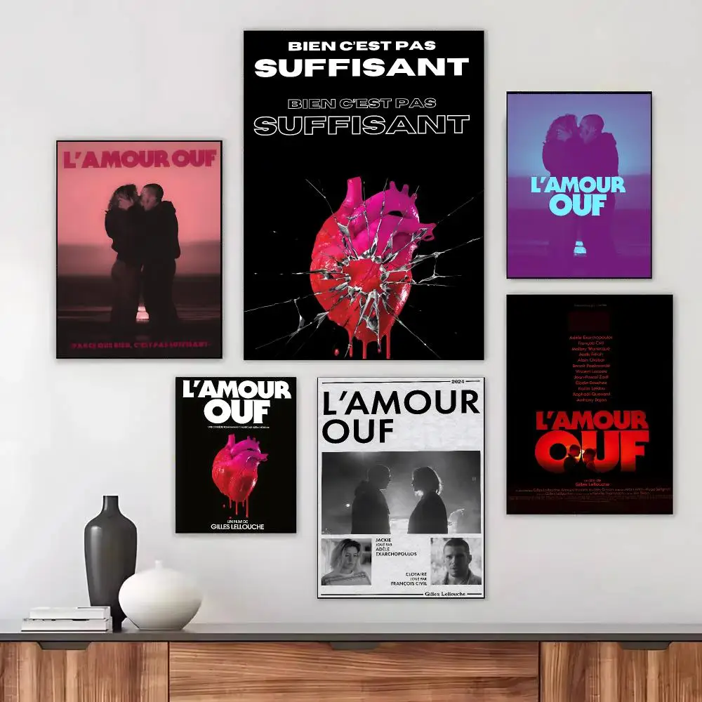 L'Amour Ouf Beating Hearts Movie Romantic Poster Modern Aesthetic Wall Art Print Minimalist Bedroom Living Room Home Decor Gift