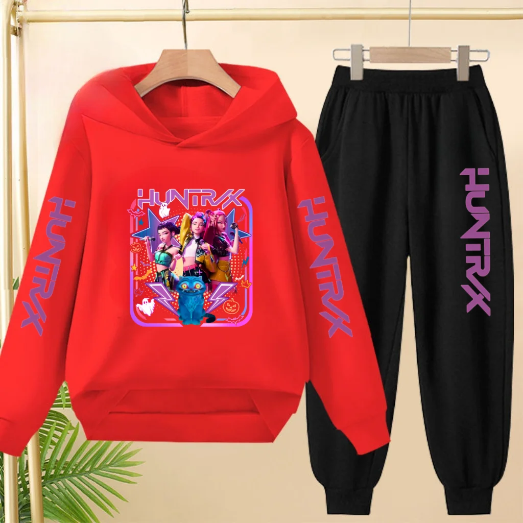 Golden Coreano Wave Girl Group Cartoon Bambini Popolare Felpa con cappuccio Felpe + Pantaloni Ragazzi Ragazze Sport Top 3-12 anni Bella ragazza Casual Set