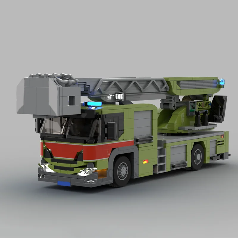 816PCS MOC Creative Model Heavy Truck L360 Magirus Turntable Ladder Building Blocks Display DIY Building Blocks Gift Decor Set