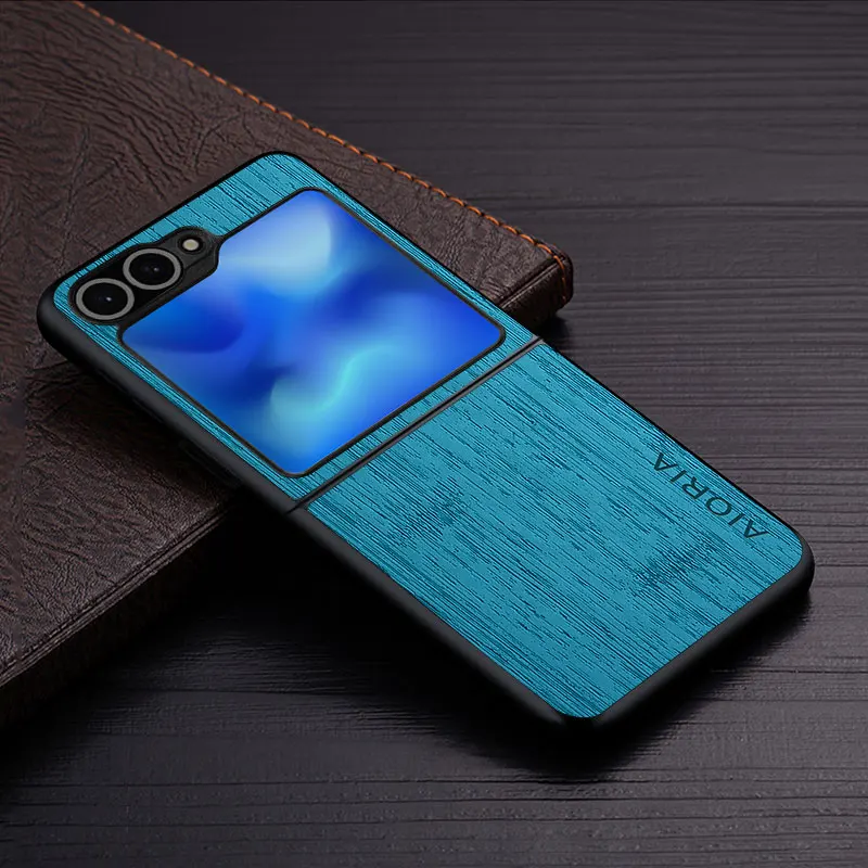 Case for Samsung Galaxy Z Flip 3 4 5 6 5G funda bamboo wood pattern Leather phone cover Luxury coque for Samsung Galaxy Z Flip 6