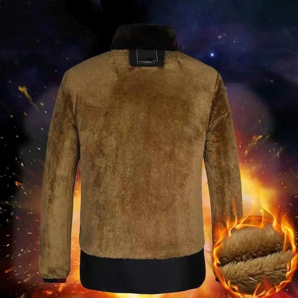 Doudoune à capuche pour homme avec doublure en peluche, manteau à manches longues, fermeture éclair, poches, coupe-vent, temps froid