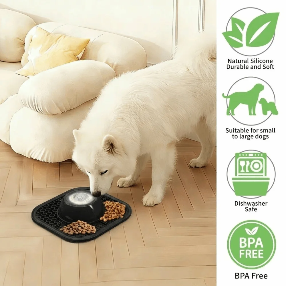 Silicone Pet Lick Bowl Interactive Non-Slip Slow Feeder Dog Bowl Self-Soothing Promotes Dental Health Dog Slow-speed Bowl