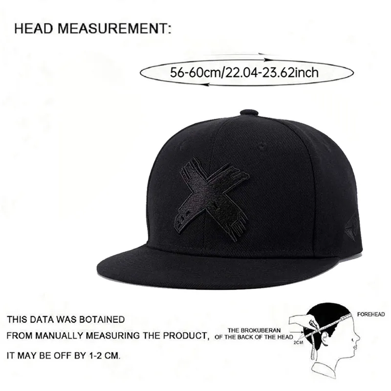 2025 패션 심플 뉴 플랫 챙 모자 X 자수 힙합 스케이트보드 모자 야외 레저 햇빛 가리개 야구 모자 유니섹스