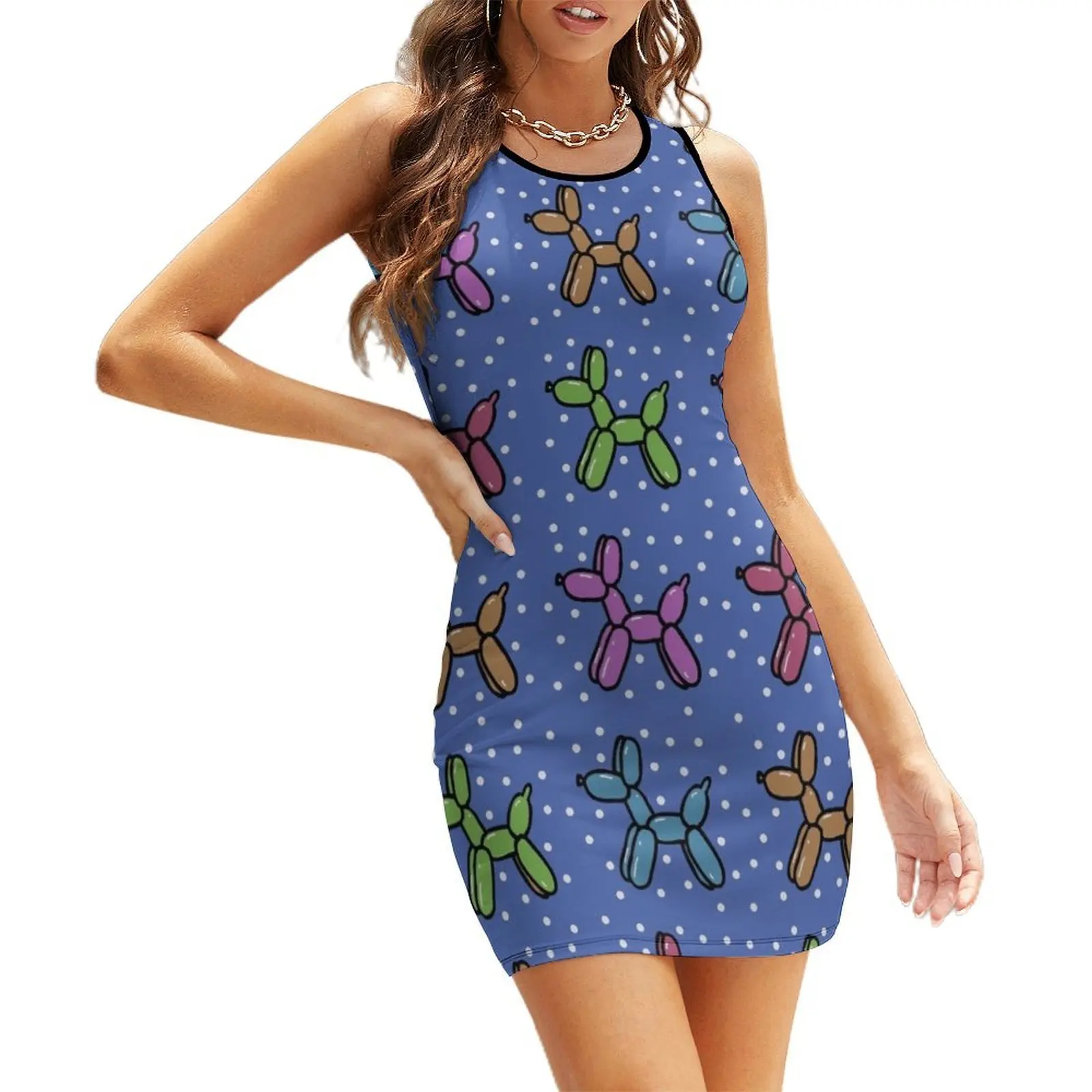 

Balloon Dogs: Muted Multi-color Sleeveless Sundress summer women's dress 2025 dress summer summer outfits for women 2025