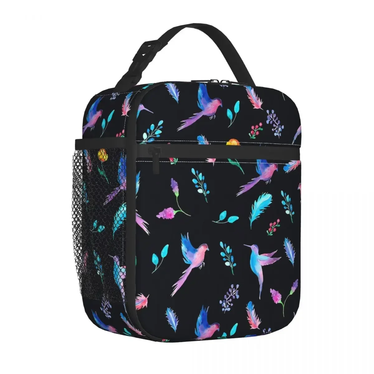 Bird And Floral Lunch Bag For Student Pretty Birdie Print Lunch Box Casual Picnic Cooler Bag Convenient Thermal Tote Handbags