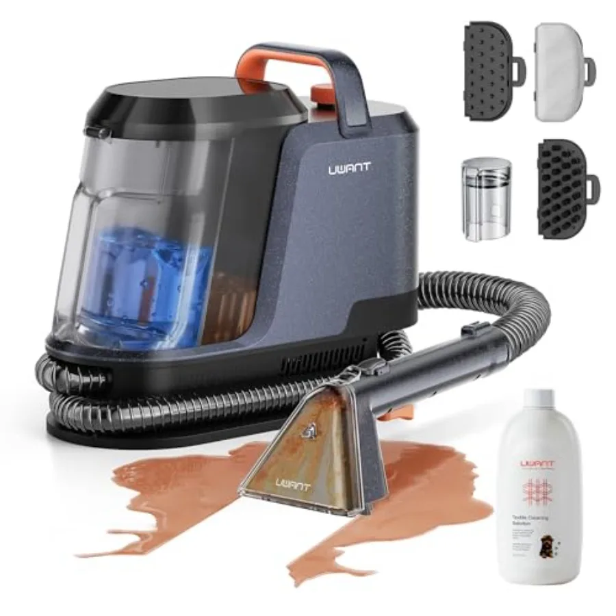 Portable carpet cleaner for cars and couches, 18Kpa suction, 2-in-1 water tank, upholstery and spot cleaner, includes cleaning