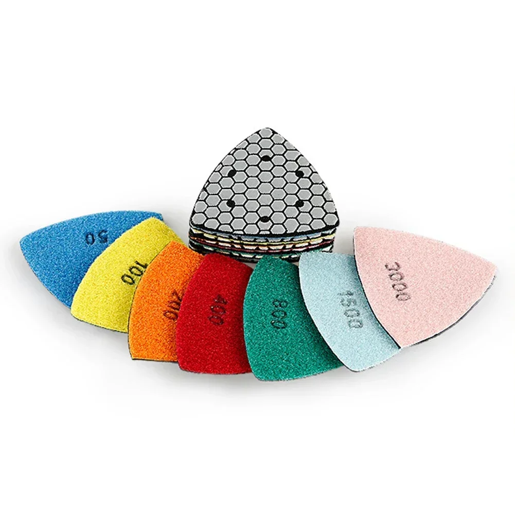 Imagem -06 - Triângulo Diamante Almofadas de Polimento a Seco para Granito Mármore Concreto Pedra Lixar Almofadas Ferramenta Disco Polimento Peças 90 mm