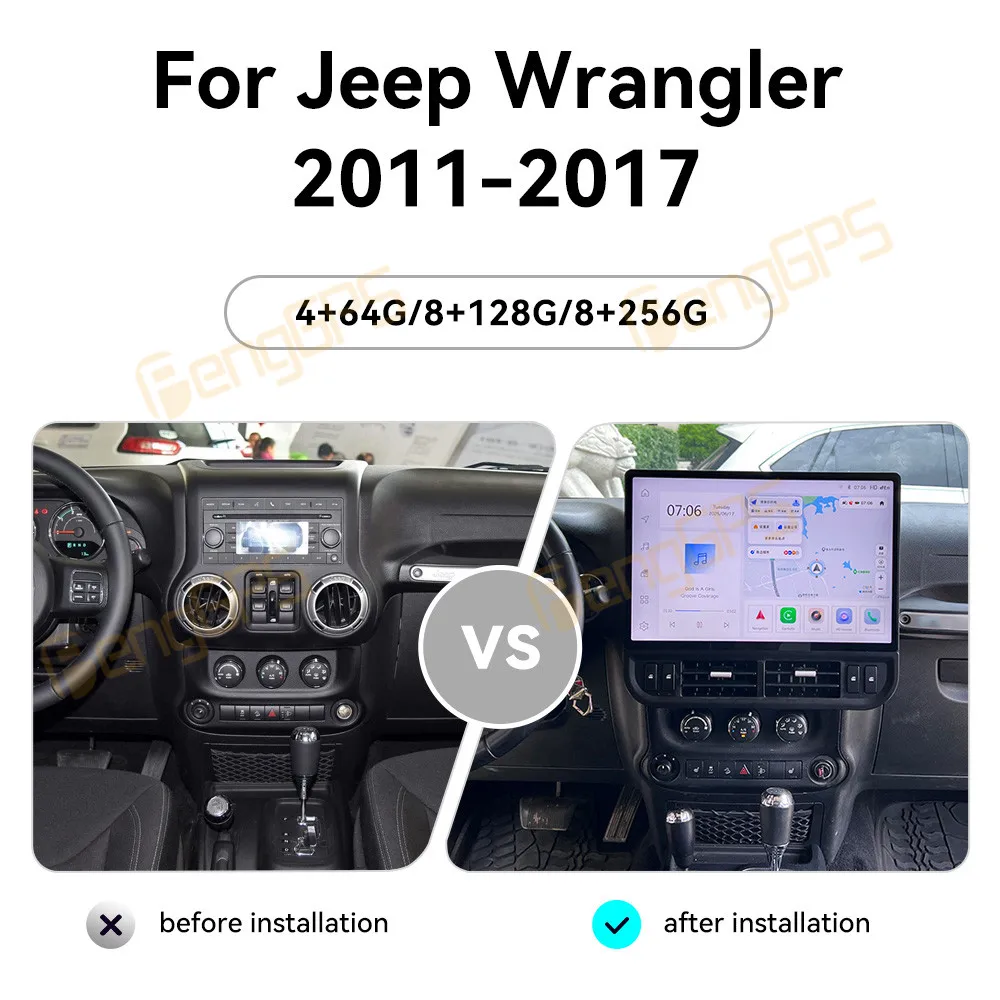 

16.8" Android 13 CarPlay Car Radio For Jeep Wrangler 2011-2017 Touch Screen Multimedia Player GPS Navigation Head Unit DSP BT