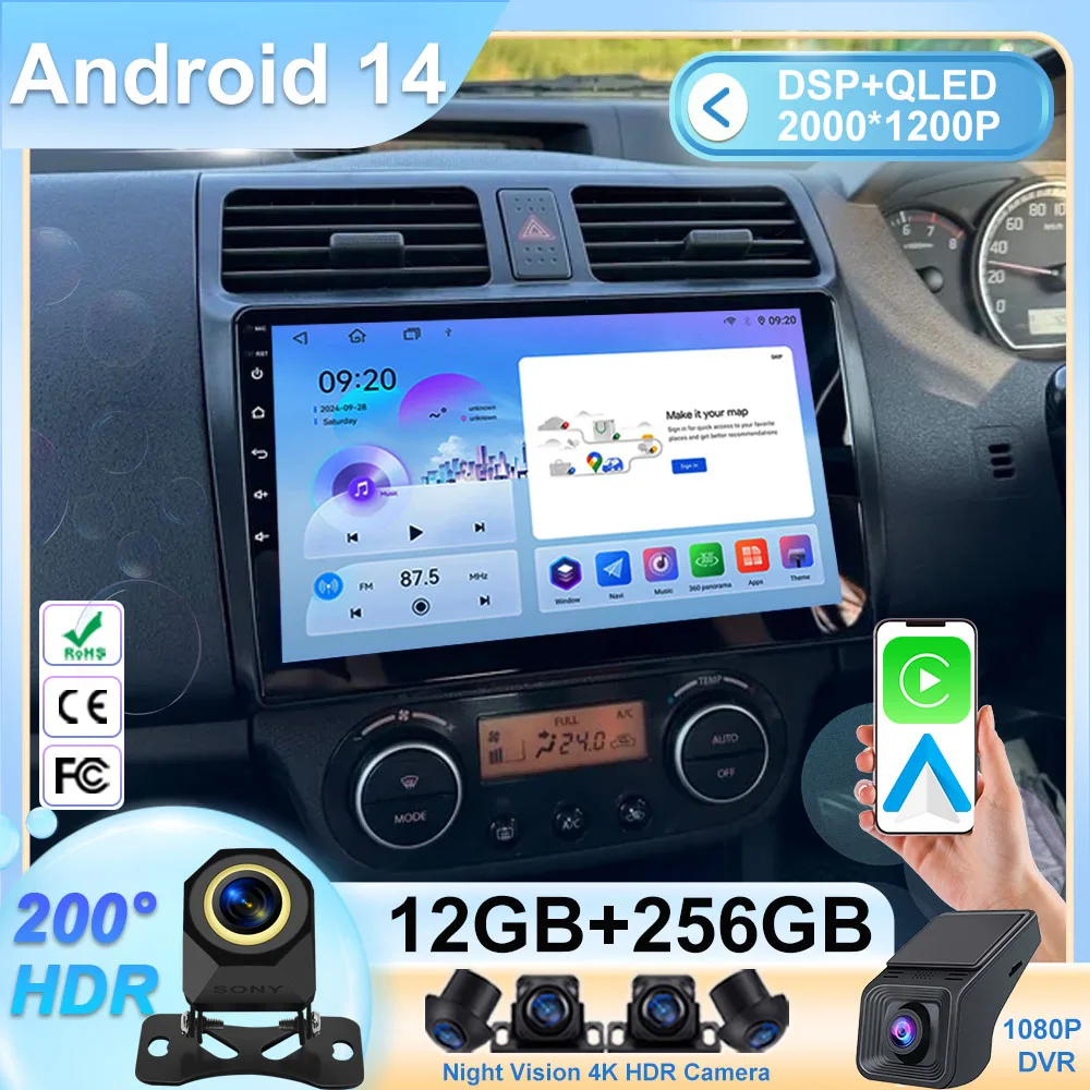 

For Suzuki Swift 2003 - 2010 Car Radio Android 14 Multimidia Player GPS Navigation Carplay Touch QLED Screen Auto Stereo WIFI BT