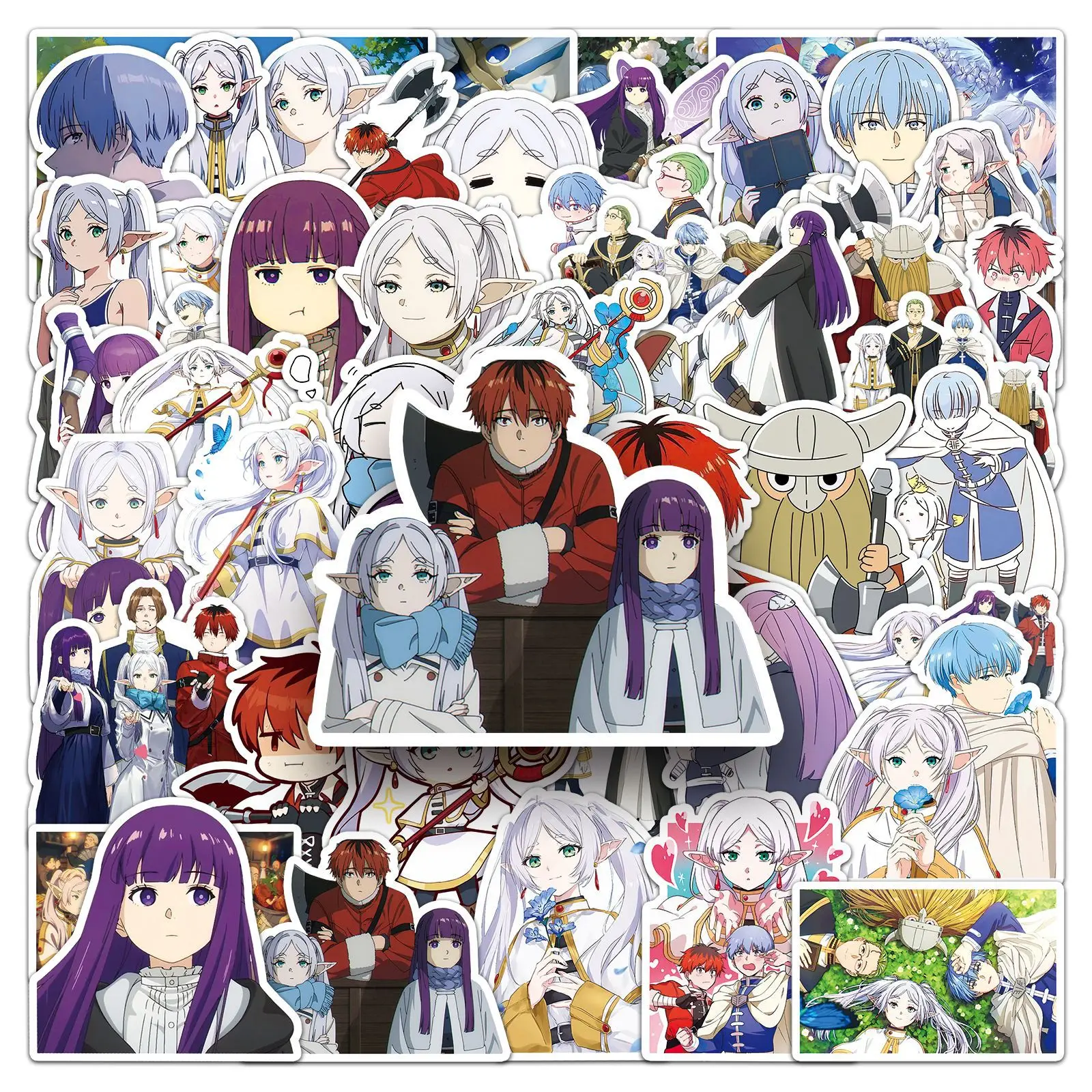 50-adesivos-de-anime-autoadesivos-frieren-beyond-journey's-end-desenhos-kawaii-de-manga-e-decoracoes-de-doodle