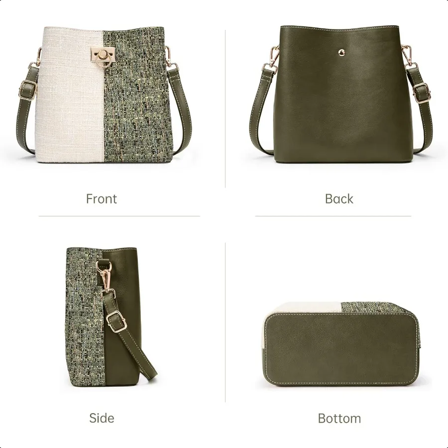 محافظ كلايدي كروس للنساء من الجلد النباتي حقيبة دلو عصرية للسيدات حقيبة يد كروس محفظة كتف مع جيوب متعددة