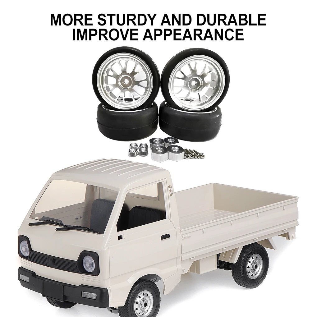 RCGOFOLLOW 휠 림 타이어 RC 자동차 부품 내마모성 RC 휠 림 타이어 1/10 WPL D12 오프로드 RC 업그레이드 부품 블랙