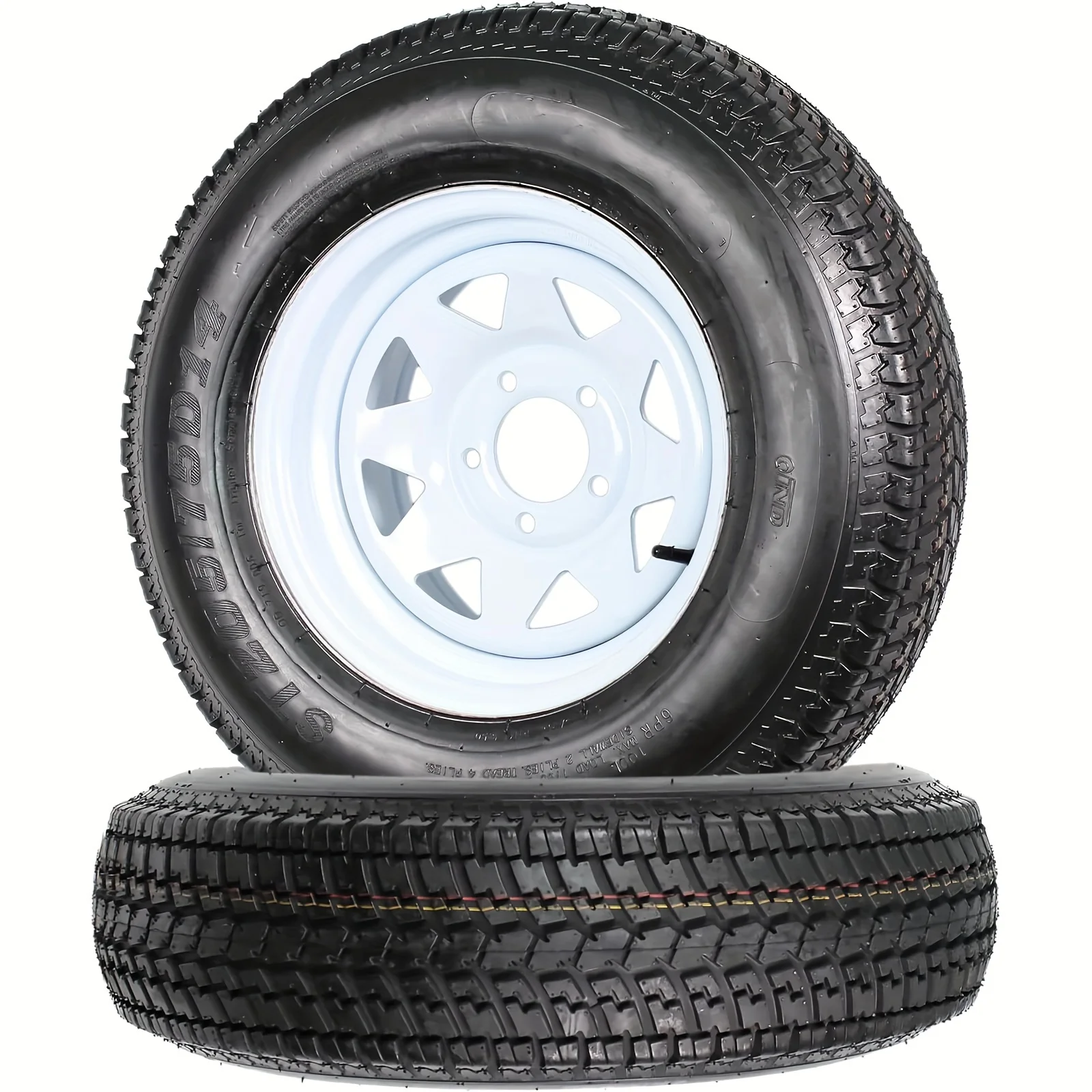 

Set of 2 Trailer Tires, ST205/75D14 205 75 14 6PR Trailer Tires With 14" Rim, Load Range C 205/75/14 Premium Trailer Tires