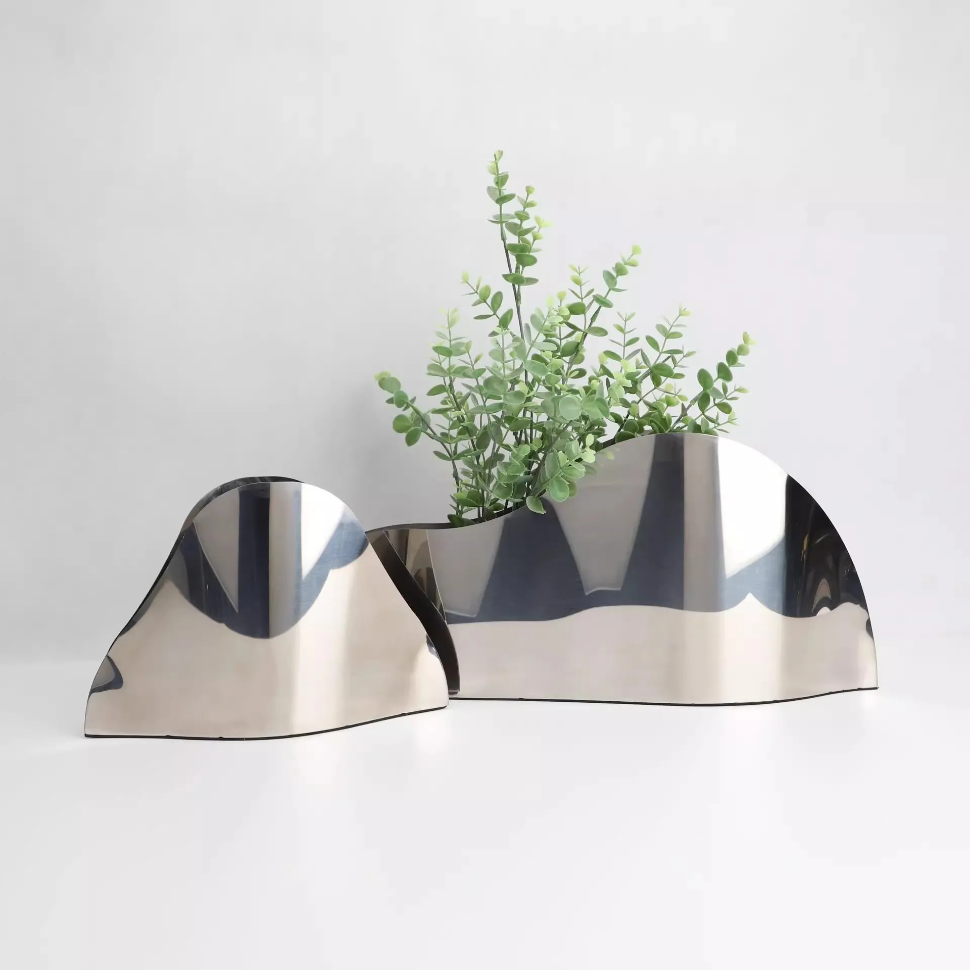 

Современное простое украшение для дома, витрина, ваза из нержавеющей стали, свет, роскошный отель, ресторан, художественная цветочная композиция, украшения