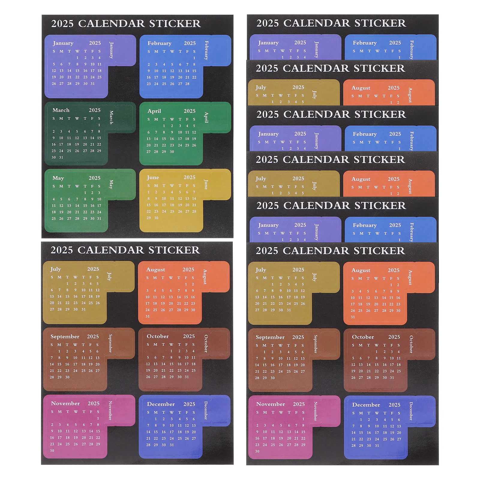 

8Pcs 2025 Monthly Book Label Index Tabs Thick Paper Planner Stickers Journal Notebook Adhesive Divider Schedule Calendar Sticky